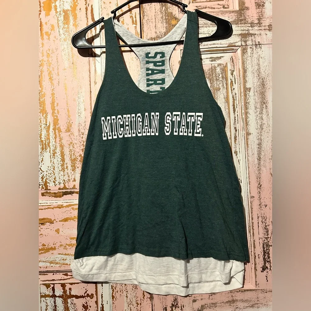 Spartan Women's white and Green reversable Tank Top
